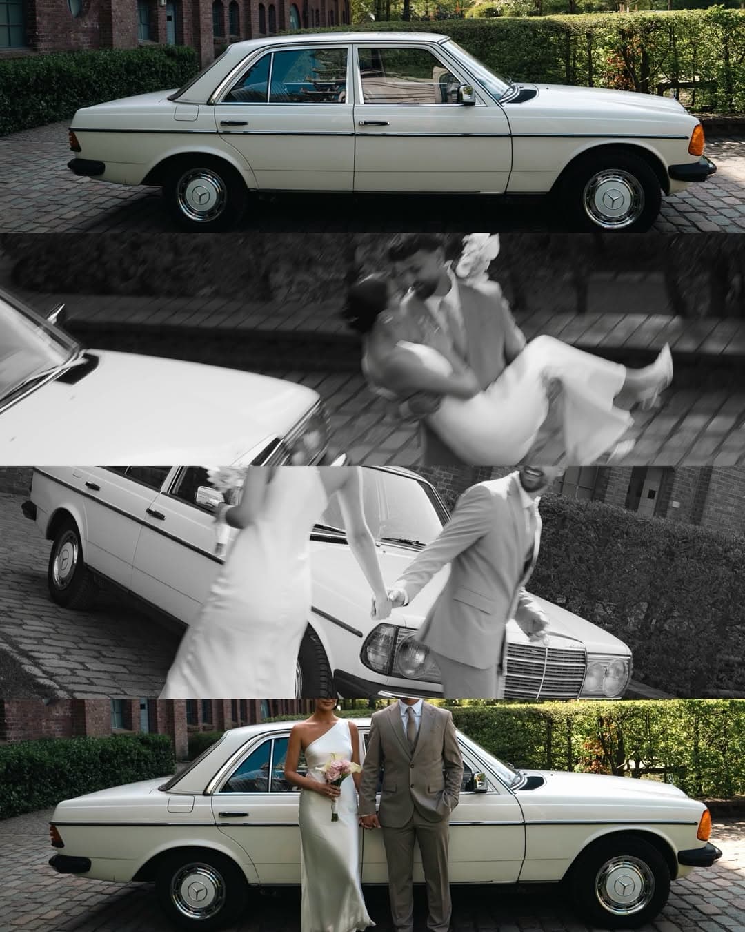 Hochzeitspaar mit Vintage Mercedes